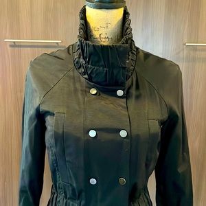 Zara Black double breasted nylon jacket size S